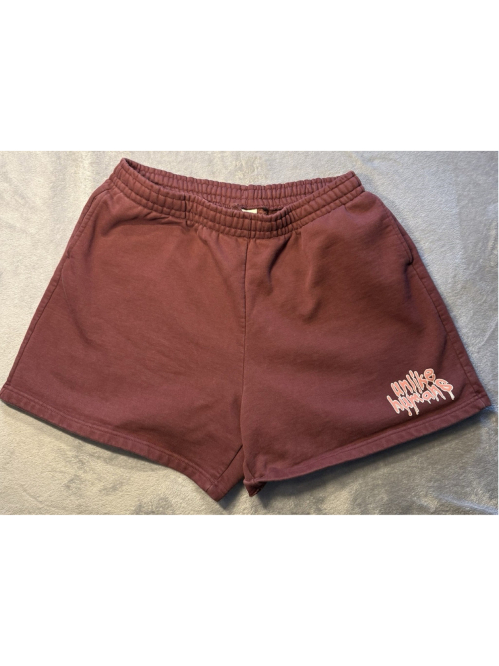 Unlike Humans Women Maroon Shorts Size XL Streetwear Logo Casual Cotton Shorts